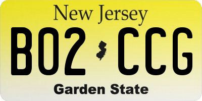 NJ license plate B02CCG
