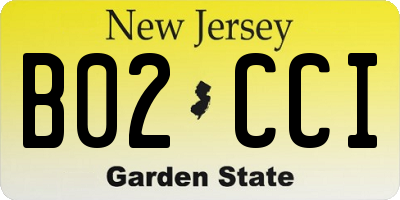 NJ license plate B02CCI