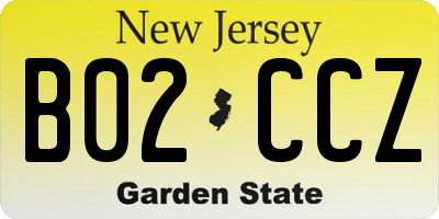 NJ license plate B02CCZ