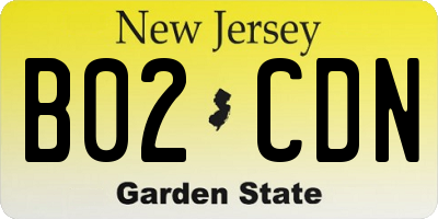 NJ license plate B02CDN