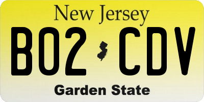 NJ license plate B02CDV