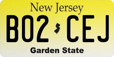 NJ license plate B02CEJ