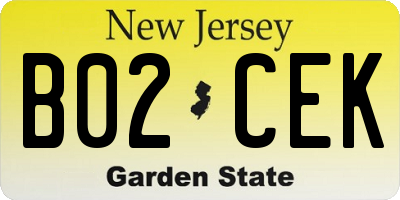 NJ license plate B02CEK