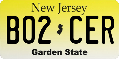 NJ license plate B02CER