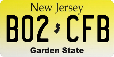 NJ license plate B02CFB