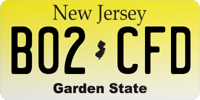 NJ license plate B02CFD
