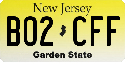 NJ license plate B02CFF