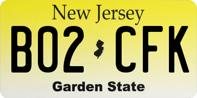 NJ license plate B02CFK