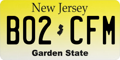 NJ license plate B02CFM