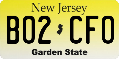 NJ license plate B02CFO