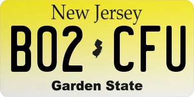 NJ license plate B02CFU