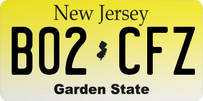 NJ license plate B02CFZ