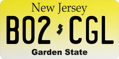 NJ license plate B02CGL