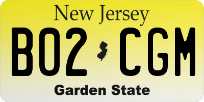 NJ license plate B02CGM