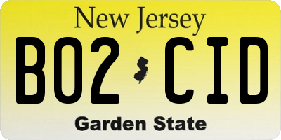 NJ license plate B02CID