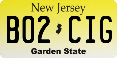 NJ license plate B02CIG