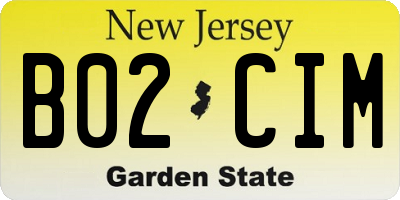 NJ license plate B02CIM