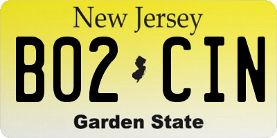 NJ license plate B02CIN