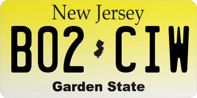 NJ license plate B02CIW