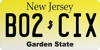 NJ license plate B02CIX
