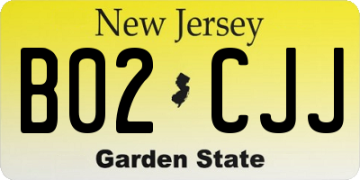 NJ license plate B02CJJ