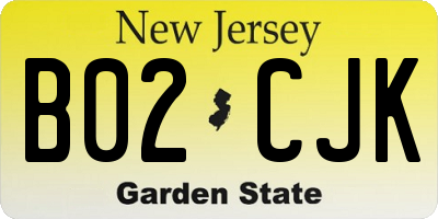 NJ license plate B02CJK
