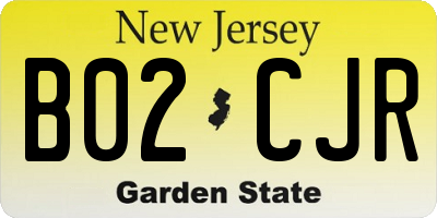 NJ license plate B02CJR