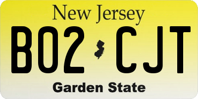 NJ license plate B02CJT