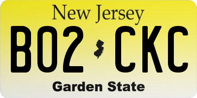 NJ license plate B02CKC
