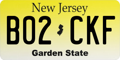 NJ license plate B02CKF