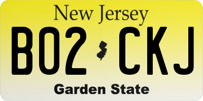 NJ license plate B02CKJ