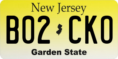 NJ license plate B02CKO