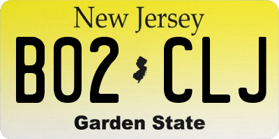 NJ license plate B02CLJ