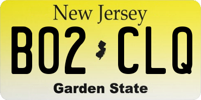 NJ license plate B02CLQ
