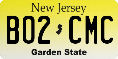 NJ license plate B02CMC