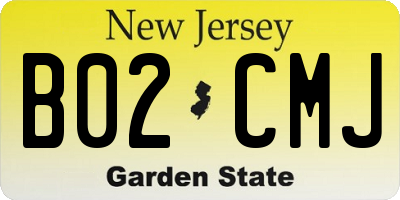 NJ license plate B02CMJ