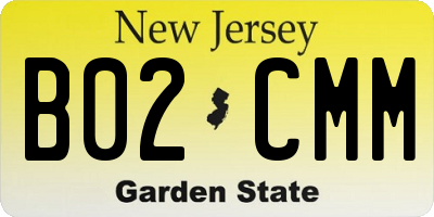 NJ license plate B02CMM