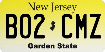 NJ license plate B02CMZ