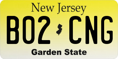 NJ license plate B02CNG