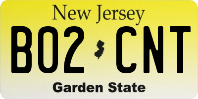 NJ license plate B02CNT