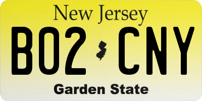 NJ license plate B02CNY