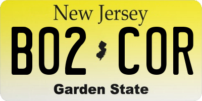 NJ license plate B02COR