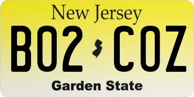 NJ license plate B02COZ
