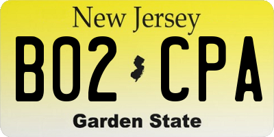 NJ license plate B02CPA