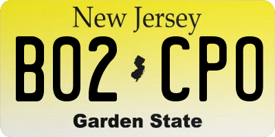 NJ license plate B02CPO