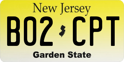 NJ license plate B02CPT