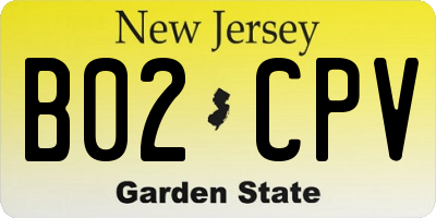 NJ license plate B02CPV