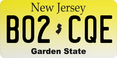 NJ license plate B02CQE
