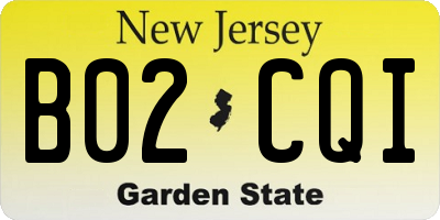 NJ license plate B02CQI