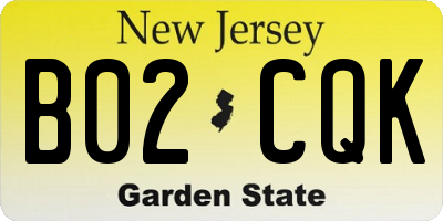 NJ license plate B02CQK